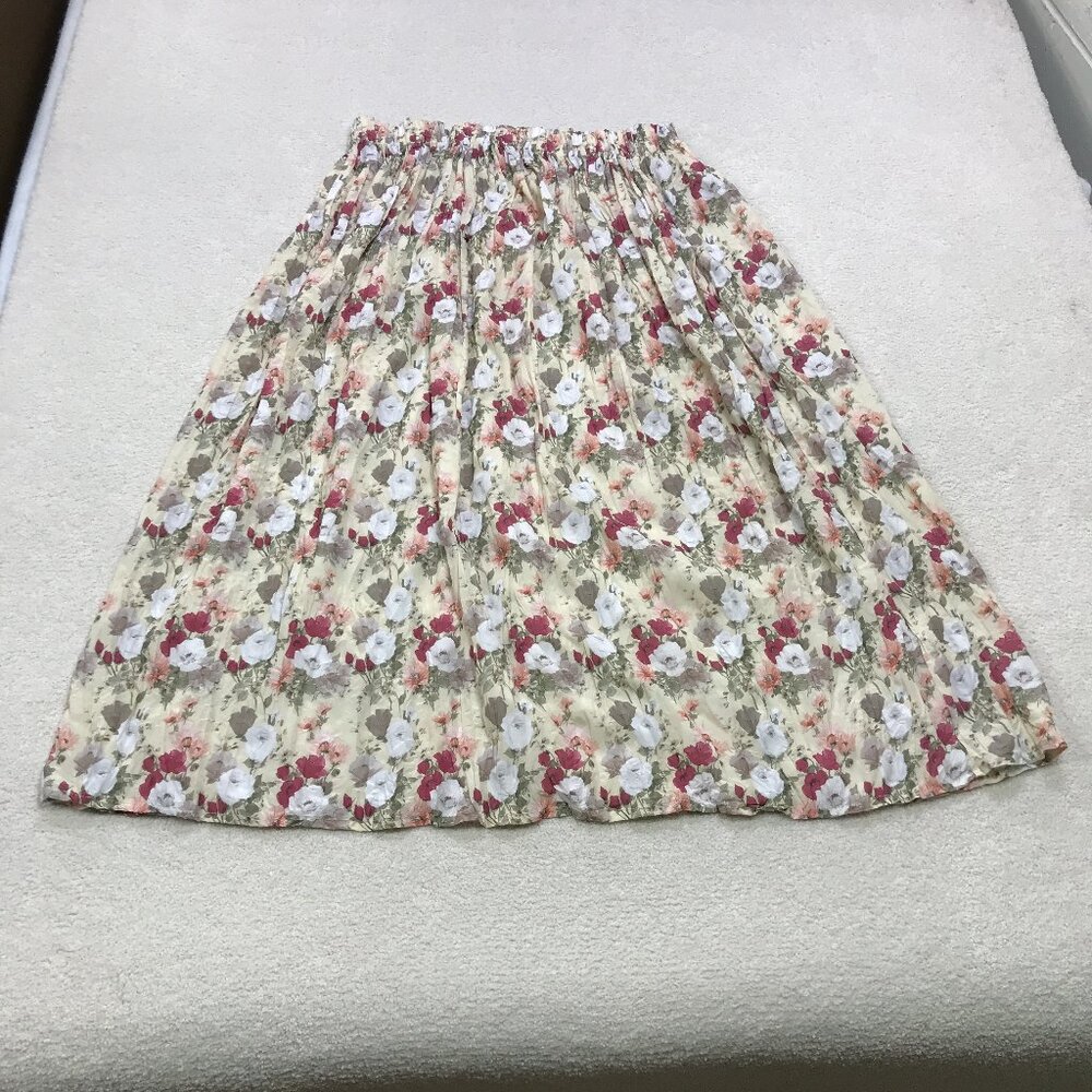 Women's Midi Skirt Size 42/44 (Large - XL) by Somewhere Floral Crinkled France